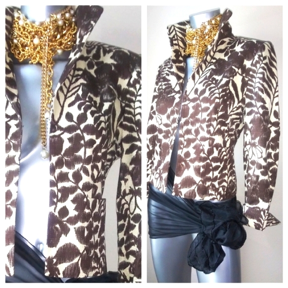 Jones New York Earthy Granola Girl Floral "BOHO" Cotton Blazer - Picture 6 of 8